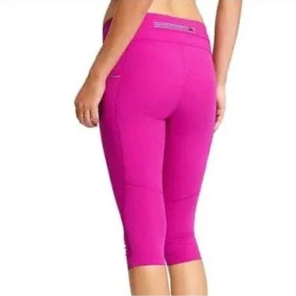 Athleta Dobby Be Free Knicker Crop Capri Leggings Magenta Pink Pants 446613 M - Picture 2 of 16